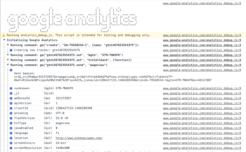 Google Analytics Debugger